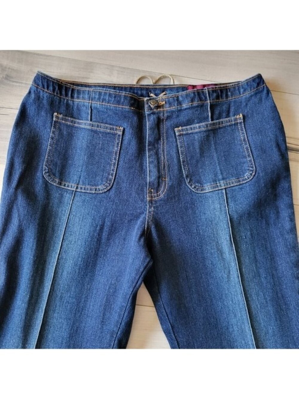 Vintage Y2K Wide Leg Western Denim Jeans Sz 8-9